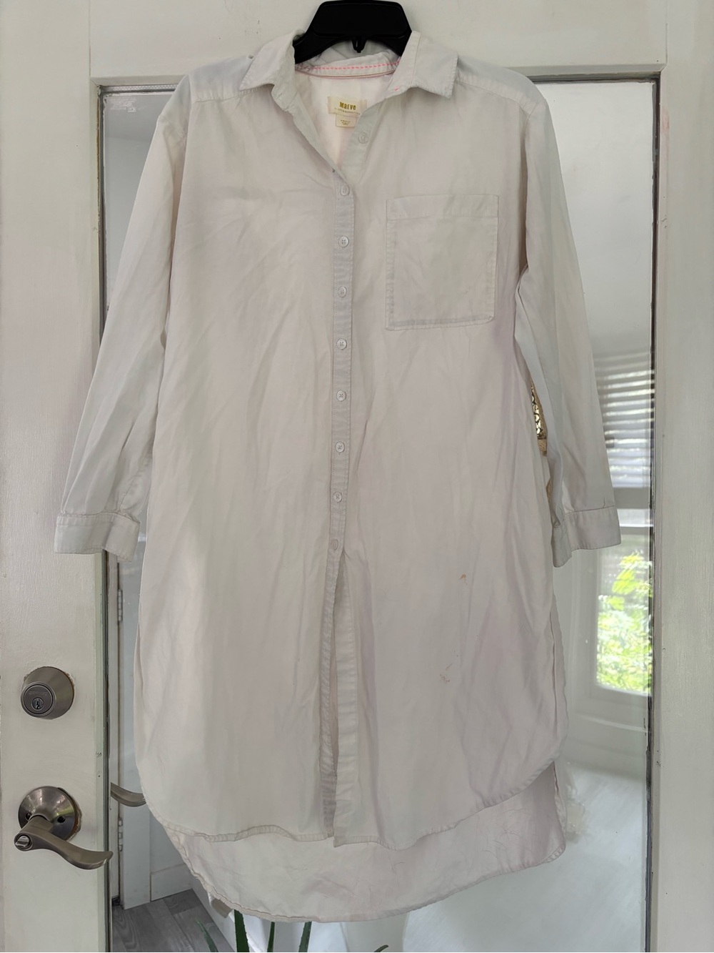 Anthropologie White Long Button-Up Shirt